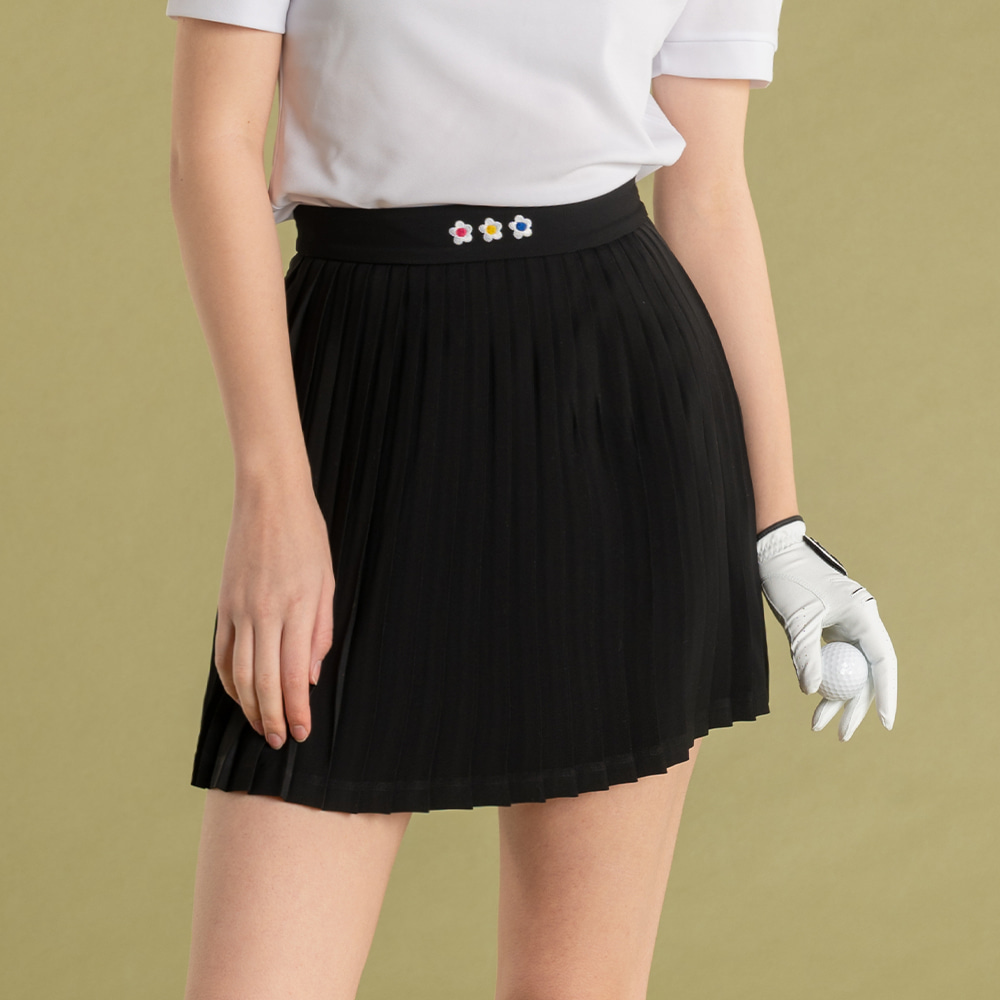 daisy pleats skirt black